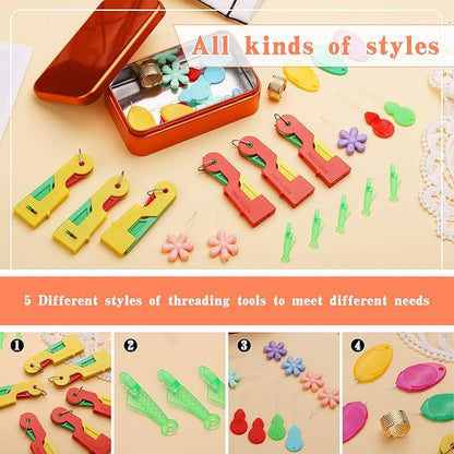 Fedmut Needle Threaders Set, 34 Pcs Needle Threader Tool for Hand Sewing, Craft, Embroidery & Machine Sewing