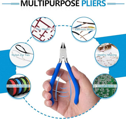 Needle Nose Pliers and Wire Cutters Set, 5" High Carbon Steel Pliers Set, Ultra-Sharp Crafts Diagonal Cutters, Long Nose Pliers for Jewelry Making, Electronics Repair, Object Grasping