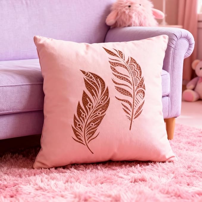 TIAMECH A4 Reusable Two Feathers Stencil for Painting - Bird Feather Layering Template, DIY Wall Art, Wood Furniture, Scrapbook & Crafts (8.3x11.7inch)