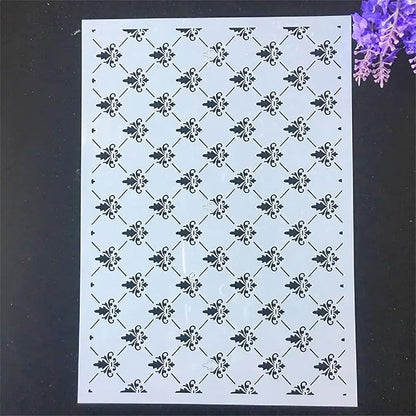 TIAMECH A4 Reusable Small Symbol Lines Stencil for Painting - Grid Texture Layering Template, DIY Wall Art, Wood Furniture, Scrapbook & Crafts (8.3x11.7inch)