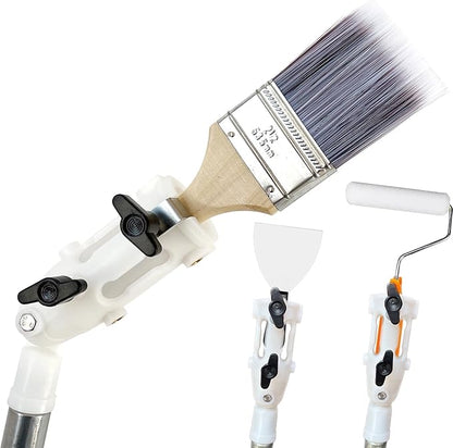 Multi Angle Paint Brush Extender V2, Long Handle Paint Brush, Extension Pole Attachments for Paint Roller, Paint Edger Tool for High Ceilings, Corner Painting Tool for Paint Extension Pole (White)