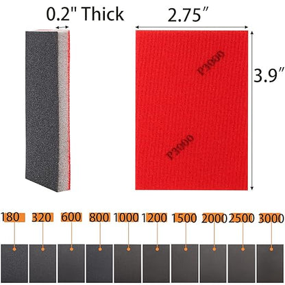 TOPZEA 40 Pcs 180-3000 Grit Sanding Sponges, Ultra Fine Foam Sanding Block Pads Wet Dry Sandpapers Hand Sander Sand Paper for Automobile Car Wood Metal Drywall Furniture Polishing, 3.9"x 2.75"