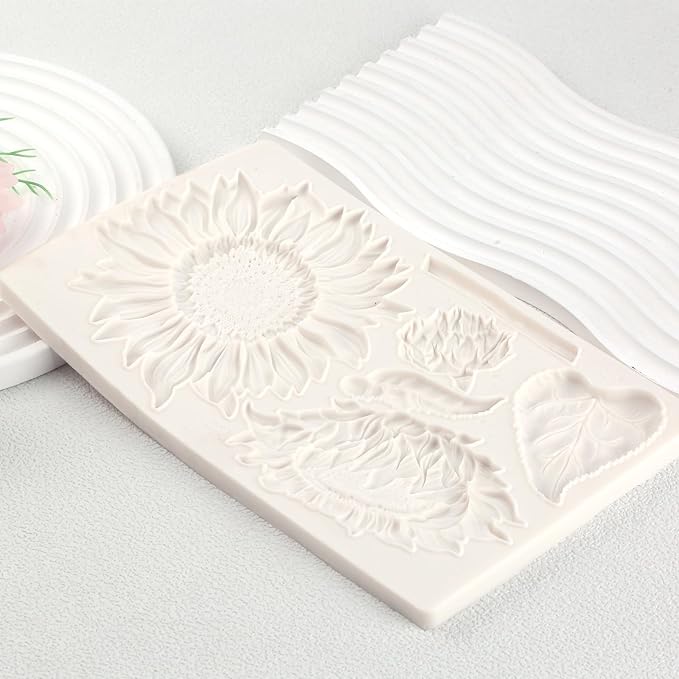 Oversized Sunflower Silicone Mold Leaves Cake Decoration Fondant Mold for Wedding,Birthday Party Cupcake Topper Chocolate Candy Cookies Mousse DIY Gypsum Soap UV Resin Polymer Clay Crafts