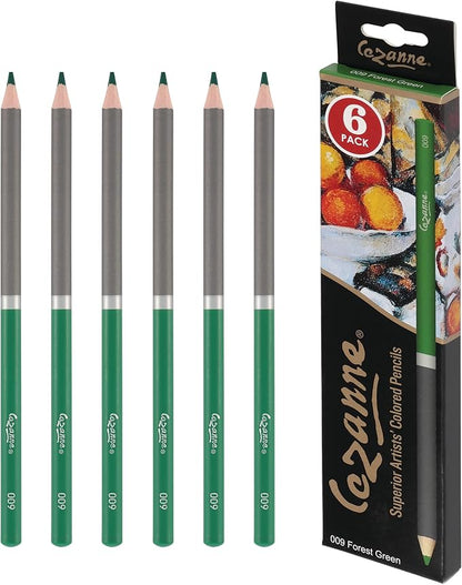 Creative Mark Cezanne Premium Colored Pencils Forest Green 6 Pack - Highly-Pigmented Drawing Pencils - Coloring Pencils for Drawing, Blending, Coloring, and More