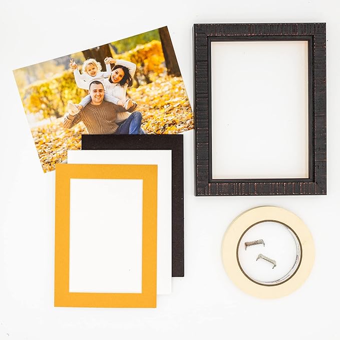 8x10 Mat Bevel Cut for 6x8 Photos - Acid Free Topaz Orange Precut Matboard with Backing Board and Crystal Clear, Self Seal Photo Mat Bag - for Pictures, Photos, Framing - 4-ply Thickness