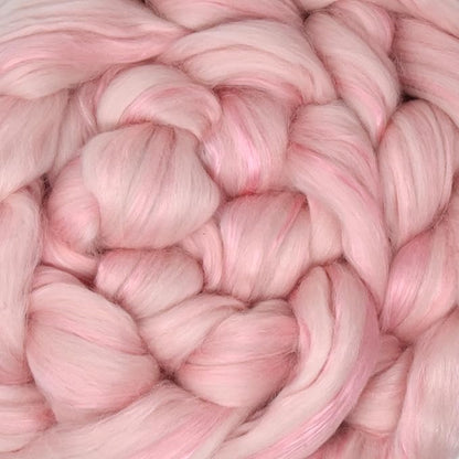 Merino Silk Luxe Tonal Designer Blend. Superfine Merino, Mulberry Silk, Tussah Silk. Top Roving for Spinning or Felting. Fleur de Rose 1oz