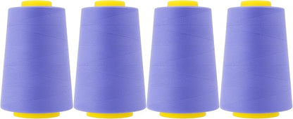 Mandala Crafts 4 Pack of Serger Threads Cones Spools - 40S/2 24000 Yards Polyester Periwinkle Threads for Sergers Machine and Overlock Quilting Sewing Machine