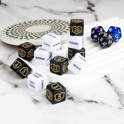 63 PCS Abilities Keyword Magic Counter Dice MTG Counters Dice Set Life Buff Tokens D6 Dice Compatible with MTG, TCG, Card Gaming Accessories