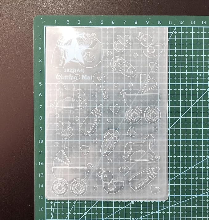 NZJ Baby Footprint Trolley Happy Birthday Shower Plastic Embossing Folders for Card Making Scrapbooking and Other Paper Crafts (1) Transparent