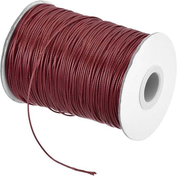 MECCANIXITY Waxed Cord 0.8mm Waxed Polyester Cord 175 Yard Wax String for Bracelet Making,Necklaces, Beading,Jewelry Making and DIY Crafts(Wine Red)