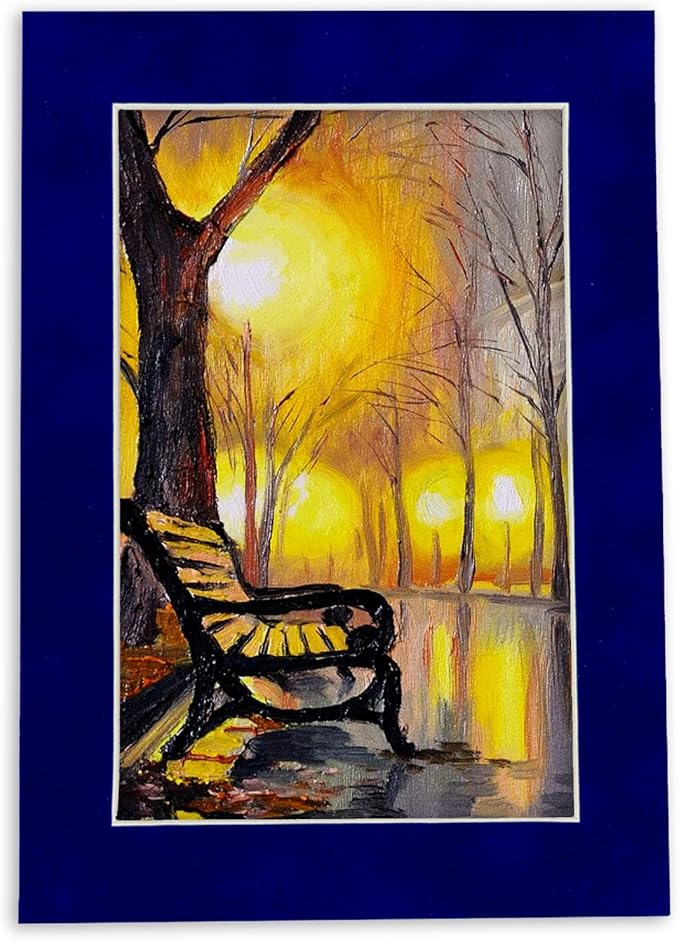 Pack of 25 Acid Free 11x14 Mats Bevel Cut for 8.5x11 Photos - Royal Blue Suede Precut Matboards With Backing Boards and Clear Photo Mat Bags For Pictures, Photos, Framing - 4-ply Thickness