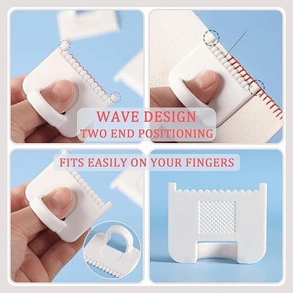 1 PCS Square 3mm Edge Lock Seam Guide, Mini Sewing Finger Ruler for Hand Sewing, DIY Sewing Kit Tool, Sewing Needle Gauge Measuring Guide, Square White