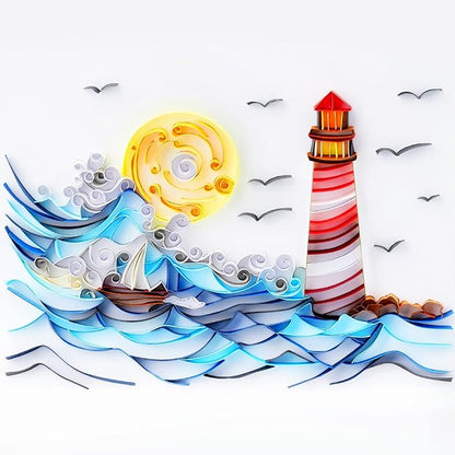 Uniquilling Quilling Kits Paper Quilling Kit for Adults Beginner, 8 * 10 in Paper Filigree Painting Kits, DIY Kits for Adults with Quilling Tools, Modern Wall Art for Living Room