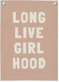 Long Live Girlhood Linen Canvas Banner, Girls Room Decor, Girls Nursery Decor, Nursery Playroom Wall Hanging Flag for Kids Bedroom Toddler Decorations Girl Room 18x25 Inch