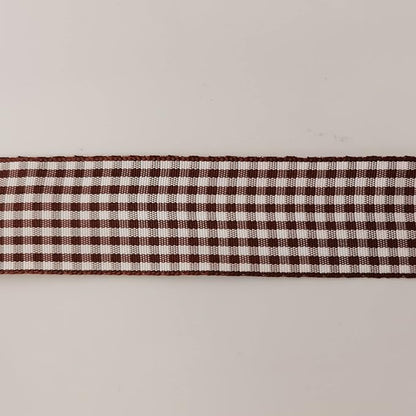 Brown Gingham Plaid Checked Ribbon 25 Yard Each Roll 100% Polyester (1", Brown)