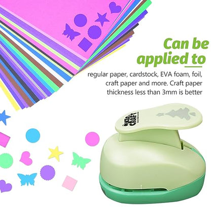 UCEC Hole Punch 1 Inch Craft Hole Punch Shapes, 36 Pieces Hole Puncher for Crafts Set with Craft Paper Cardstock, Mix Shape Designs Hole Puncher for Kids for Crafting Scrapbooking