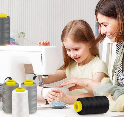 3000 Yards Serger Thread, 5 Colors Cones of All Purpose Thread for Sewing, Polyester Thread 40S/2 for Serger&Overlock, Quilting, Piecing, Sewing Machine
