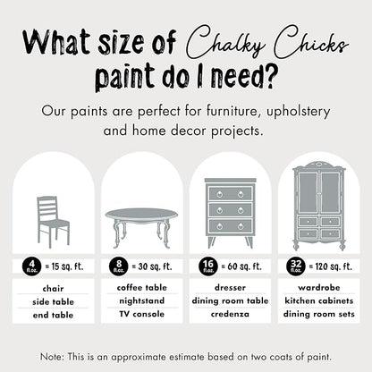 Chalky Chicks All-in-One Chalk Paint for Furniture or Cabinet - 4 Fl Oz - Matte Finish Overcast (Blue Gray) for Metal, Wood Furniture Paint - No Sanding All-in-One for Home Decor & Crafts, USA Made