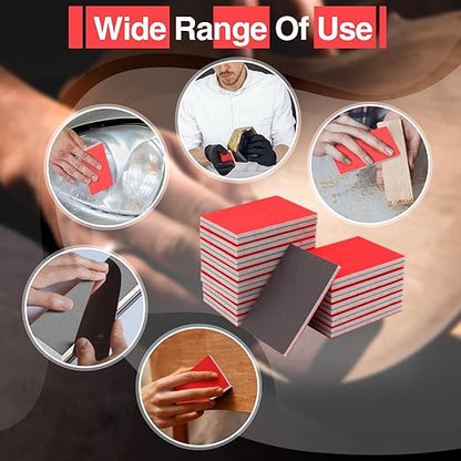 30 Pcs Sanding Sponge 400 Grit, Washable & Reusable Sanding Blocks for Wood, Metal, Drywall, Glazing,
