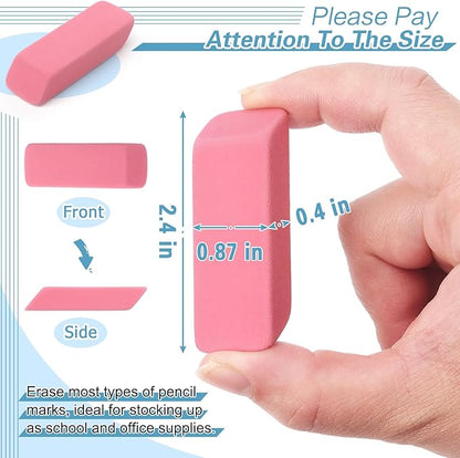 ZZTX 12 Pack Pink Erasers Pencil Erasers for Kids, Large Bulk Pink Eraser for School, Art Erasers for Drawing