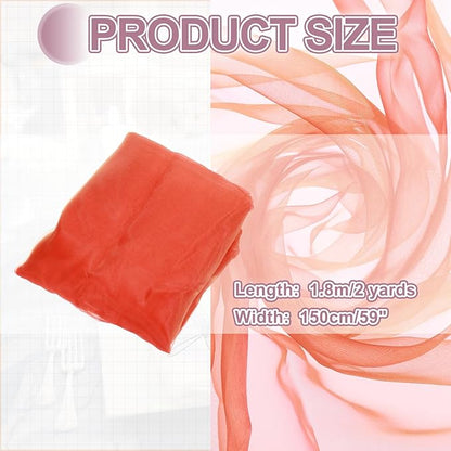MECCANIXITY Iridescent Sheer Organza Fabric, 2 Yards x 59 Inches Solid Holographic Shiny Fabric Organza Cloth for Wedding, Curtains, Costume, Photo Background, Gradient Dark Orange Red