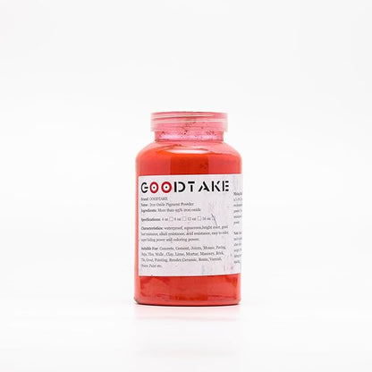 GOODTAKE Concrete Pigment Powder, Red Iron Oxide Cement Dye Color for Pastel Tile Paint, Mortar, Grout (Red, 12 oz)