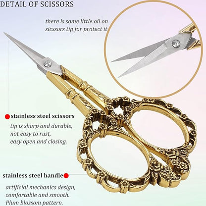 BIHRTC 4.5Inch Embroidery Stainless Steel Scissors with Leather Cover Tassel DIY Tools Dressmaker Small Shears Precision for Crafting Thread Cutting Sewing DIY Artwork Housework