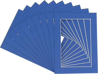 Pack of 25 Acid Free 8.5x11 Mats Bevel Cut for 7x9 Photos - Bottle Blue Precut Matboards For Pictures, Photos, Framing - 4-ply Thickness