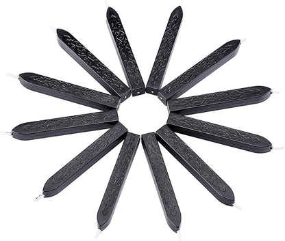 Yoption 12 Pcs Sealing Wax Sticks with Wicks, Antique Black Totem Fire Manuscript Seal Wax for Wax Seal Stamp (Black)