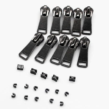 #5 Metal Zippers by The Yard Bulk 2 Yards Black Tape with 10 pcs Sliders Black Nickel Teeth Handmade Zipper for Sewing Craft Bag Backpack, Wallets, Purses Leekayer