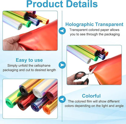 MECCANIXITY Holographic Clear PVC Vinyl Film Holographic PVC Fabric Waterproof Dichroic Film 12 x 48 Inch for Handbags Bows Earrings DIY Craft,Holographic Red