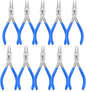 Needle Nose Pliers Set, mshandto 5" Long Nose Pliers for Wire Bending, 10 Pack High Carbon Steel Needle Nose Pliers, Serrated Jaw Pliers for Jewelry Making, Electronics, Object Grasping, Craft Making