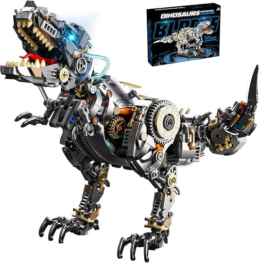 Mechanical Tyrannosaurus Rex Building Set with Light, Dinosaur Building Blocks Toy for Adults, Movable Dinosaur Animal with Display Stand, STEM Gift for Girls Boys Teens Age 12+ (1268 PCS)