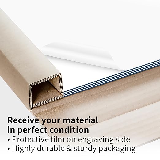 Trotec TroLase | 12"x24"x1/16", 4 Pcs | White/Blue | 2 Ply | Modified Acrylic | Laser Engraving Double Color Plastic Sheet | Engraving Blanks for Laser, Saw, Guillotine | Made in USA