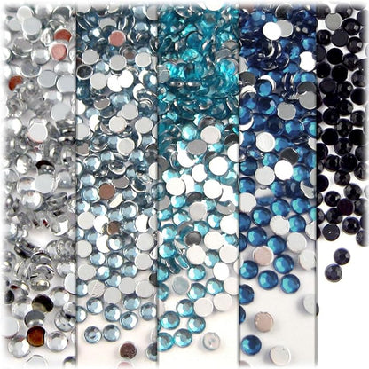 The Crafts Outlet 5-PK Set (7,200-Piece), Round 3mm Rhinestones, Flatback, Gray Tones