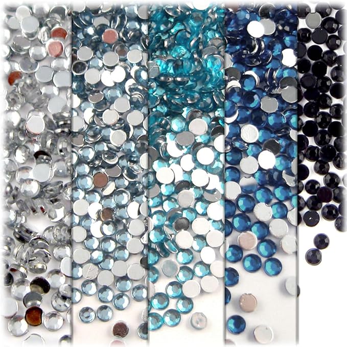 The Crafts Outlet 5-PK Set (7,200-Piece), Round 3mm Rhinestones, Flatback, Red Tones
