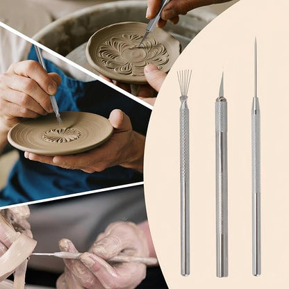 26 PCS Upgraded Polymer Clay Tools, Clay Sculpting, Acrylic Roller Pin, Polymer Clay Cutters Dotting Tools, Rectangle Sheet Press Board Wire Texture Set Needle Detail Modelling Supplies