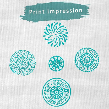 Round Shape Wooden Stamp Block for Block Printing - Handcarved Stamps for Saree Border/Scrapbook/Fabric/Textile/Paper/Clay/Pottery (Set of 5) Hashcart®