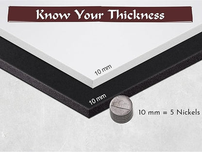 Shape Retention EVA Cosplay Foam 10mm (1mm-10mm) 14x39 inch Black or White High Density EVA Foam Sheets. Premium 85 kg/m3 Heat Shape Material for DIY Convention or Halloween Costumes by The Foamory