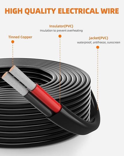16 Gauge Wire, 16 AWG 2 Conductor Electrical Wire, Flexible/Oxygen-Free Tinned Copper/Stranded PVC 16/2 Cord for Automotive, Marine, LED Strips, Solar, RV, Lighting (30FT)