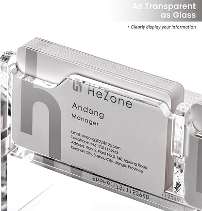 Business Card Holder for Desk, Acrylic Business Card Organizer , Multiple 6 Slots 3 Tier Business Cards Stand for Women& Men,Office Desk Accessories,Organize 300 Cards-1 Pack(Horizontal,Clear)