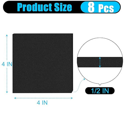 ToLanbbt 8 PCS Adhesive Foam Padding Sheets Closed Cell Neoprene Foam Sheet 1/2" Thick, 4" x 4" Self Stick Insulation Anti Vibration Pads Anti-Slip for Furniture, Cars, Speakers, DIY