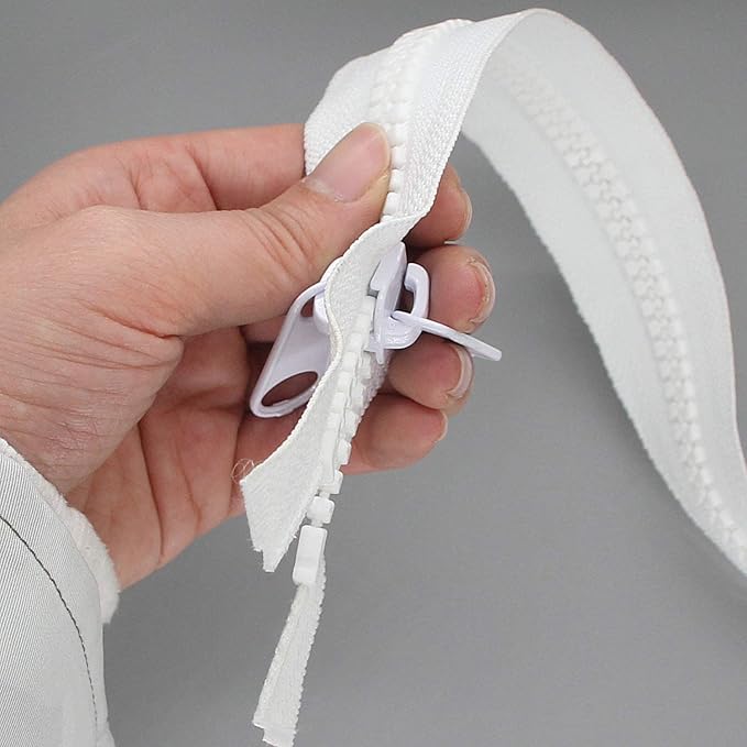 Leekayer 2PCS #10 36 Inch Heavy Duty Zippers for Sewing Separating Large Plastic Zippers White Tape with Double Pull Tab Slider, Sleeping Bag, Boat, Canvas, Cover, Trampoline, Dog Bed,Tent (36" 2pcs)