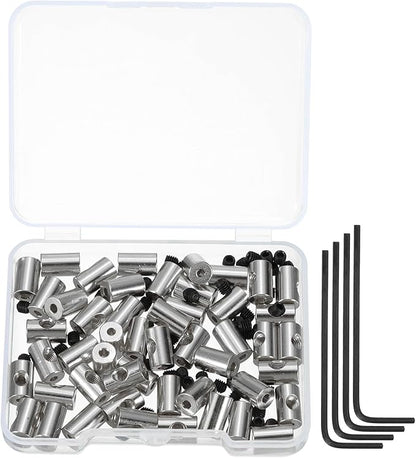 MECCANIXITY 50 Pcs Metal Locking Pin Backs, Locking Pin Keepers Locking Clasp 9mm(H) with 4 Wrench Replacement in Storage Case for Badge, Brooch, Silver Tone