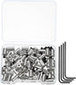 MECCANIXITY 50 Pcs Metal Locking Pin Backs, Locking Pin Keepers Locking Clasp 9mm(H) with 4 Wrench Replacement in Storage Case for Badge, Brooch, Silver Tone