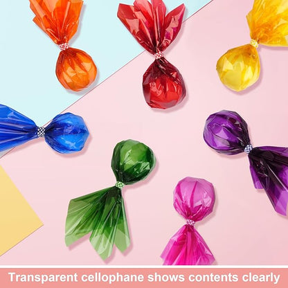 PEASUG 120 PCS Cellophane Sheets, Cello Sheets, Cellophane Paper Sheets, Colored Cellophane Wrap, Transparent Plastic Sheets for DIY Crafts Project, Art, Lights, Window Decoration（7.5x7.5 Inches)
