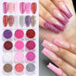 Holographic Sugar Glitter Powder for Nails, 12 Colors Iridescent Sugar Nail Dipping Powder Pigment Ultra Fine Sparkle Nails Gel Polish Glitter Dust Manicure Decoration for Home DIY Salon