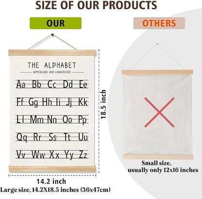 Alphabet and Numbers Wall Chart Set of 2 ,Kids Educational Posters,ABC and 1-20 Number Learning Banners for Toddlers, Preschool Classroom, Homeschool, Nursery, Playroom Decor 14 x 18.5 Inch (Black)