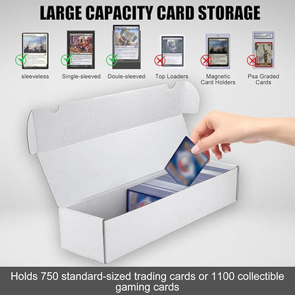 Trading Card Storage Box, 6-Pack 1100 Count White Corrugated Cardboard Bulk Sports Storage Box for TCG/Magic/Mtg Basketball Cards, Collectible Trading Cards