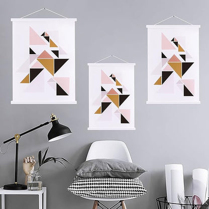Ywlake Magnetic Poster Hanger, 9x12 9x14 9x17 Poster Frame Wood Wooden Magnet Print Posters Dowel Scroll Hanger Hangers Hanging Kit for Walls Map Canvas Artwork (White, 9")